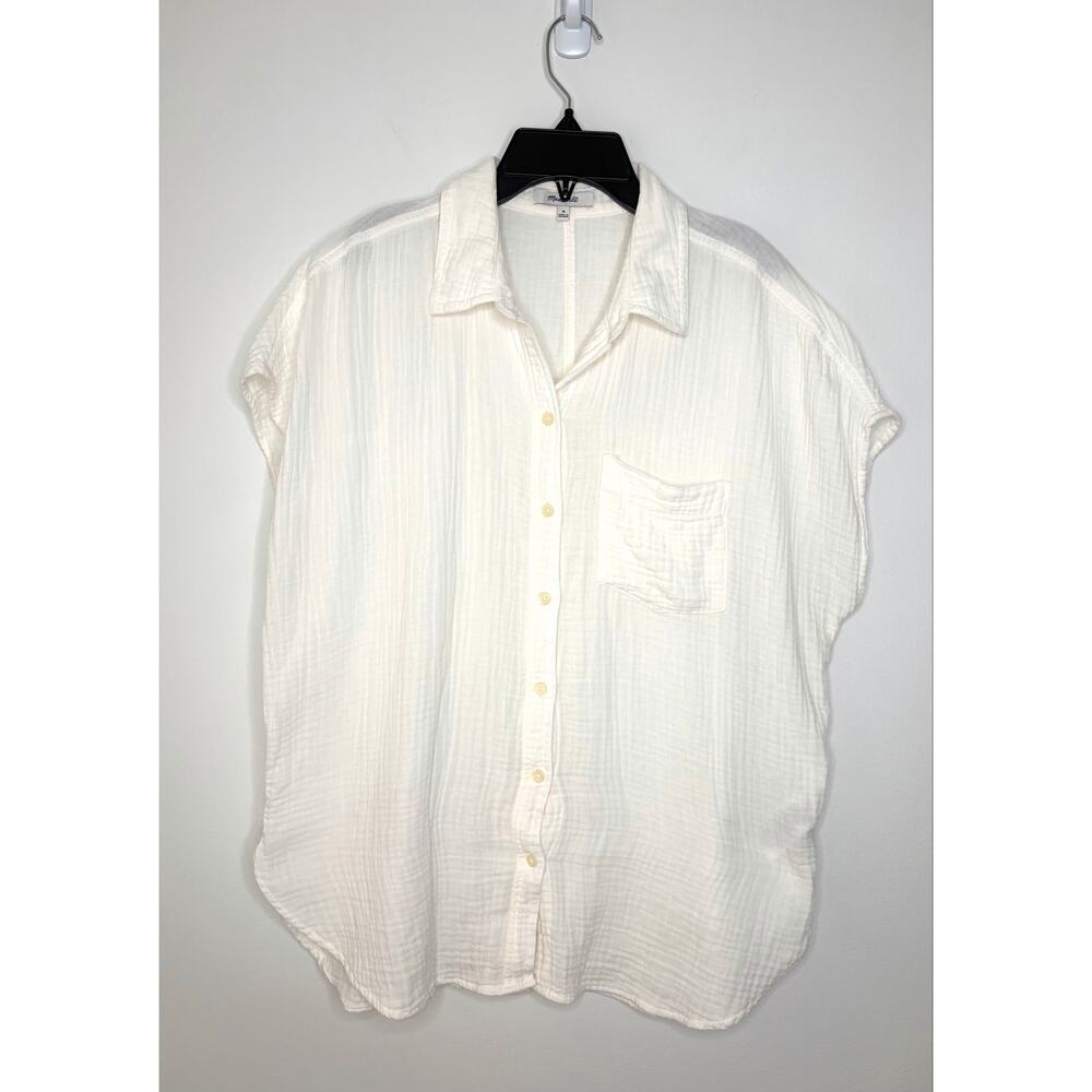 Madewell Lightspun Dolman Sleeve Button Down Shirt Sz M Lighthouse Beach Gauzy